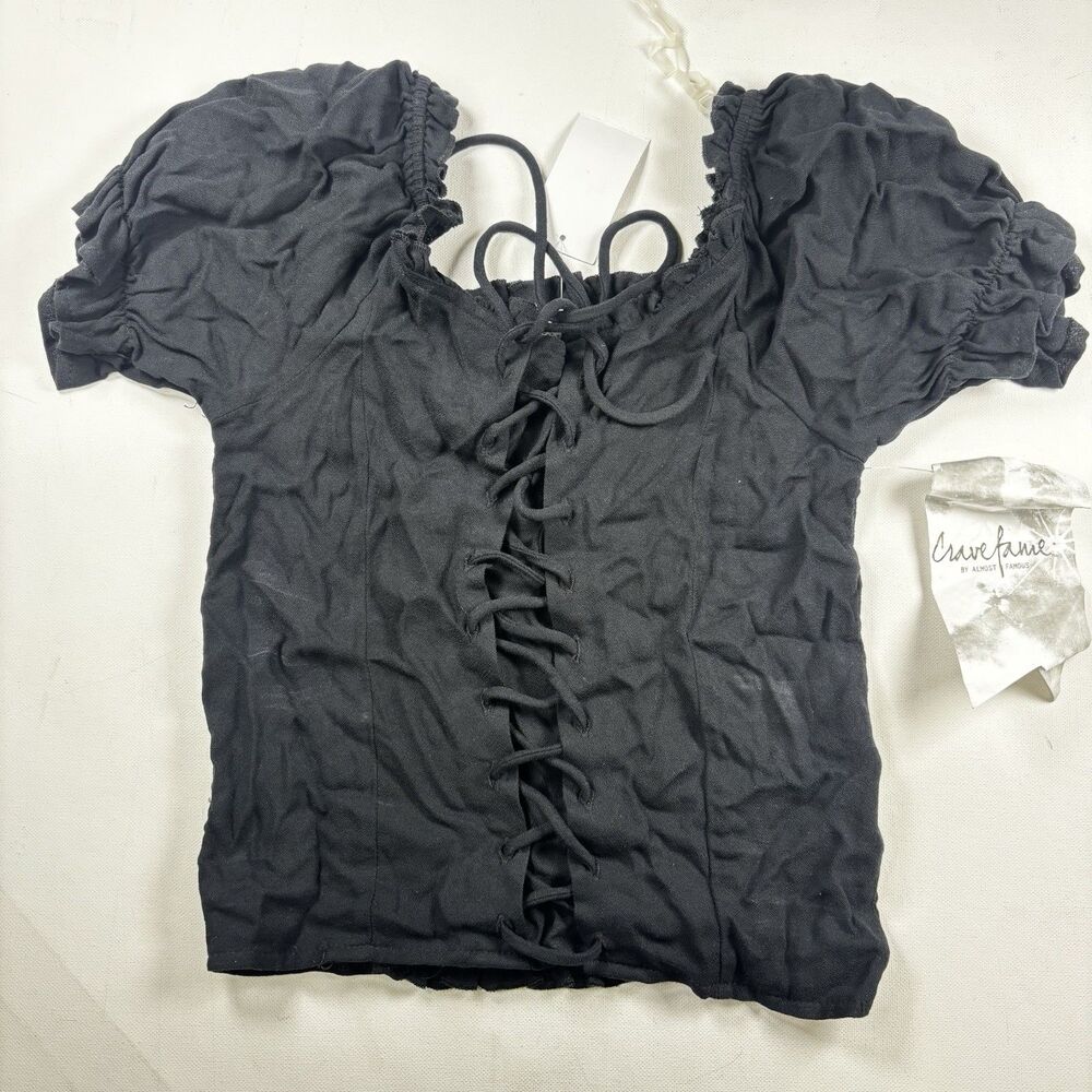 Crave Fame by Almost Famous lace-up peasant top Size Extra Small